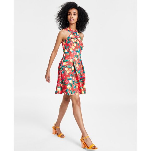 Vince Camuto Women's Printed Halter Fit & Flare Dress Red Size 2 MSRP $148 - Picture 4 of 5
